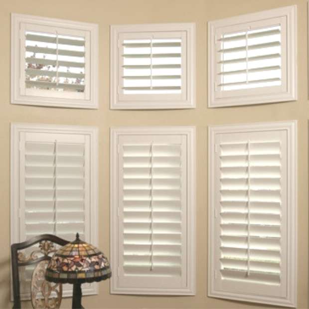 Polywood shutters on bay windows